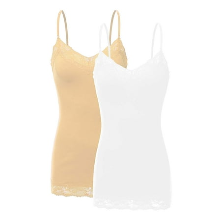 

Women s Junior and Plus Adjustable Spaghetti Strap Lace Tim Cami Tank Top