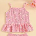 thumbnail image 4 of Toddler Girl Clothes Sets Cute Flower Embroidery T-Shirt & Drawstring Shorts 2-Piece Outfit Sister Matching Outfit 6-12 Months, 4 of 5