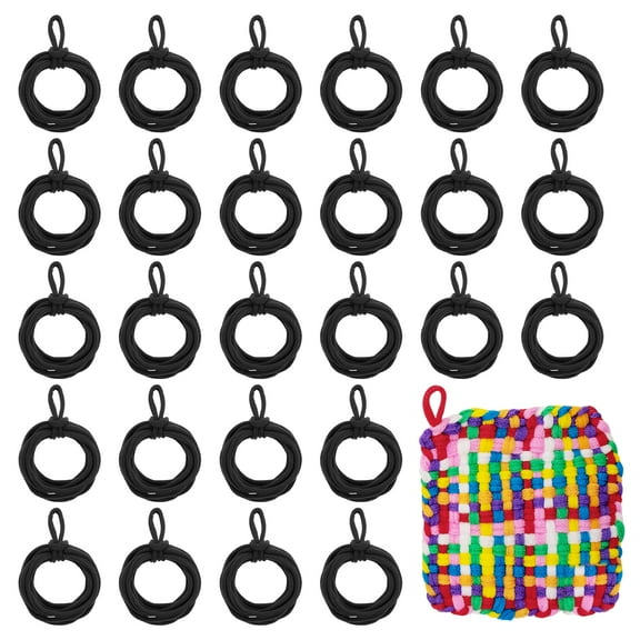 Uxcell 300 Pcs Potholder Loom Refill Loops, Elastic Potholder Weaving Refill Loops Knitting Kit Supplies in Rainbow Colors for Girls DIY Crafts 7" Weaving Loom, Black