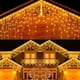 thumbnail image 3 of Street Garland Christmas Lights Outdoor Decor 10m Droop 0.4-0.6m Led Icicle Curtain String Lights Party Garden Eaves Decoration, 3 of 5