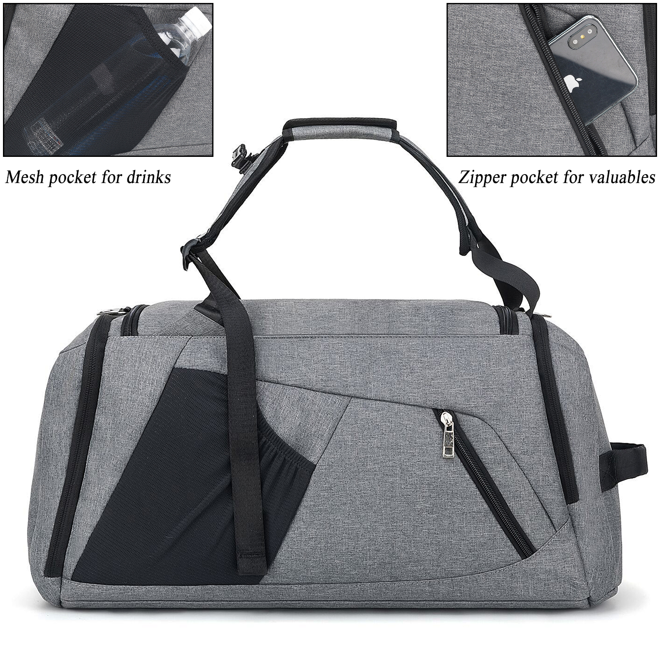 UKEIN Gym Bag for Men Sports Duffel Bags for Travel 42L Waterproof Gym Duffle Bags for Men with Shoe Compartment and Wet Pocket