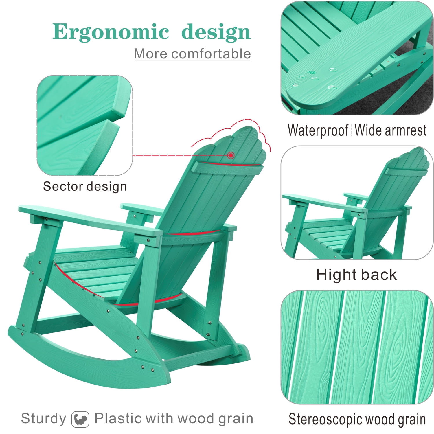 Buy Ovios Outdoor Adirondack Rocking Chair Weather Resistant, Plastic