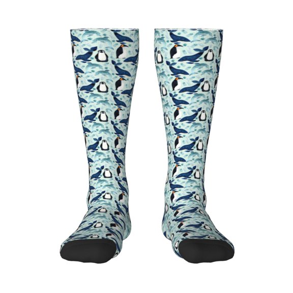 Xecao Penguins Dolphins Whales Print Compression Socks for Both Men And Women for Running, Travel, Flight, Nurse