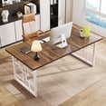 thumbnail image 6 of Tribesigns 63" Large Office Desk, Industrial Executive Desk, Wooden Computer Desk with White Metal Legs, Simple Study Writing Table, Big Workstation Business Furniture for Home Office, 6 of 7