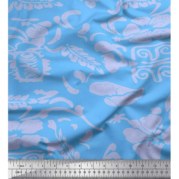 Soimoi Cotton Duck Fabric Flower Artistic Printed Fabric 1 Yard 42 Inch Wide