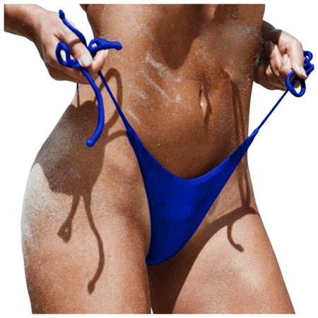 Women s Bikini Bottom High Waisted Lace Up Low Waist Brazilian Swimwear Briefs Beachwear Brazilian Side Tie Thong Bathing Bathing Suit Bottoms For Women Blue M