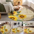 thumbnail image 5 of Round Area Rug 7 Ft, Vintage Yellow Sunflower Washable Non-Slip Circle Carpet for Living Room/Bedroom, Watercolor Botanical Retro Floral Low-Profile Large Runner Mat Collection Rugs for Indoor, 5 of 7