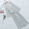 Bouanq Women's Silk Pajamas Satin Nightgown LaceTrim Bathrobe Summer