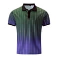 thumbnail image 4 of FUZHIQ Men's Polo Shirts Short Sleeve Gradient Vertical Striped Print Casual Golf Polo Breathable Soft Fabric Business Work Daily Wear Fashion Collared Shirt,XXL, 4 of 6