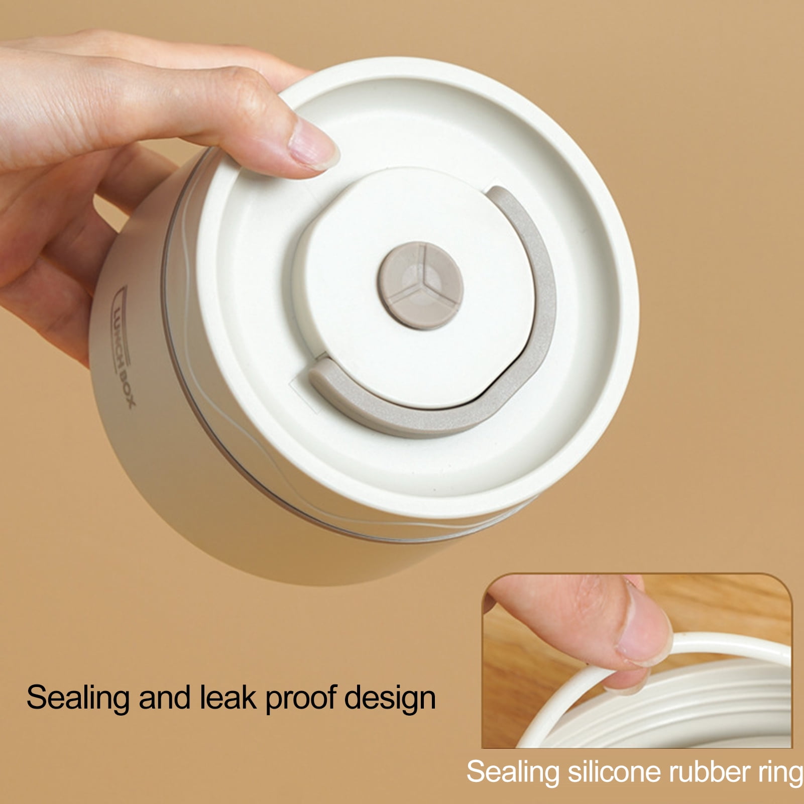 Lunch Box Containers - 1/2/3/4Pcs Lunch Box Round Shape Sealing Silicone Rubber Ring High Capacity Leak Proof 3H Heat Preservation Time Food Storage Food-Grade Stainless Steel Insulation Bento Box