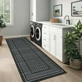 thumbnail image 2 of Washable Kitchen Runner Rug 2x8, Black Runners for Hallway, Non Slip Boho Soft Bathroom Stain Resistant Throw Mat Bordered Carpet Runner for Laundry Entryway Bedroom 2'x8' Black, 2 of 7