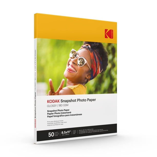 Papel fotográfico KODAK Glossy 8.5 x 11 pulgadas, 50 hojas, 180 g/m² (41301)