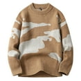 thumbnail image 2 of UVEASISHA Mens Oversized Graphic Sweater Crewneck Long Sleeve Knitted Pullover Cable Knit Jumper Tops Fall Winter Trendy Casual Sweaters Prime Sales Today Khaki XXL, 2 of 7