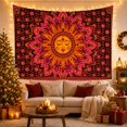 thumbnail image 3 of Boho Sunset Hills with Radially Human Face Core, Serene Boho for Boho Decor Lovers, Desert Sunset Wall Art, Mother'S Day Gift, Tapestry Wall Hanging for Bedroom and Dorm, 3 of 7