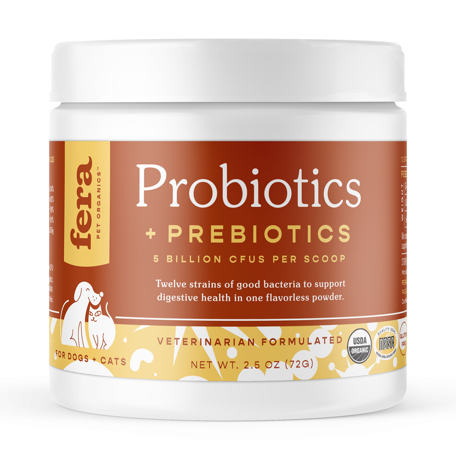 Fera Pet Organics USDA Organic Probiotics + Prebiotics for Dogs & Cats