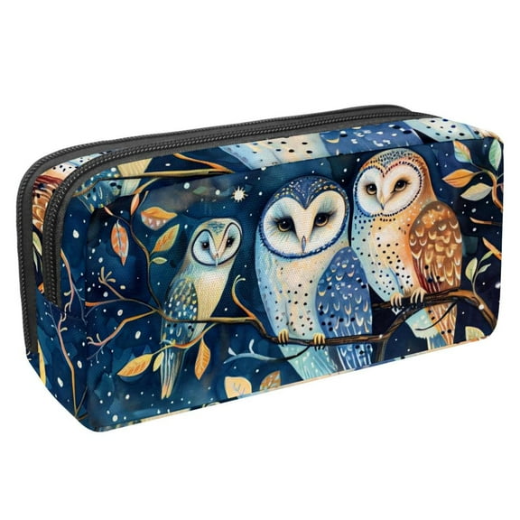 MUOOUM Pencil Case, Animal Owls Leaves Large Capacity Pencil Pouch Stationery Pen Bag