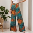thumbnail image 2 of DHFJKG Women's Boho Pants High Waisted Wide Leg Floral Printed Flowy Palazzo Summer Beach Vacation Clothes Stylish Trousers, 2 of 7