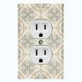 thumbnail image 1 of Metal Light Switch Plate Outlet Cover (Damask Ornament Tan Pattern - Single Duplex), 1 of 2