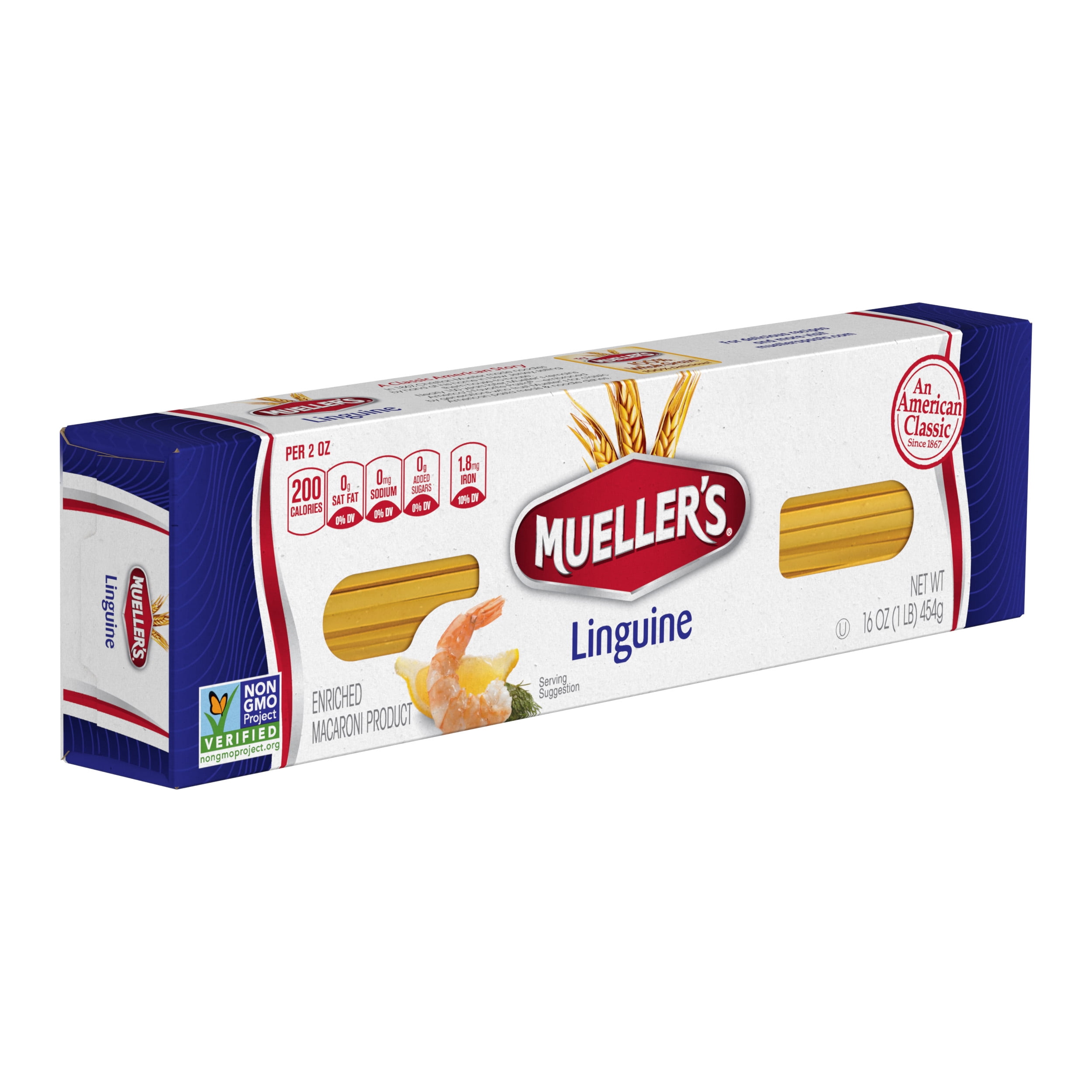 (2 pack) Mueller's Sodium-Free, Cholesterol-Free Linguine Pasta, 16 oz (Shelf-Stable)