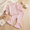 thumbnail image 2 of mgoYE Toddler Baby Girl Fall Clothes Waffle Long Sleeve Shirt Tops and Bell Bottoms Pants 2 Piece Outfits for Girls, 2 of 6