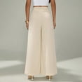 thumbnail image 6 of Comdrip Women's Pants Women's Loose Pleated Front Long Pants Wide Leg Trousers Solid Causal Dress Pants Women Beige L, 6 of 8