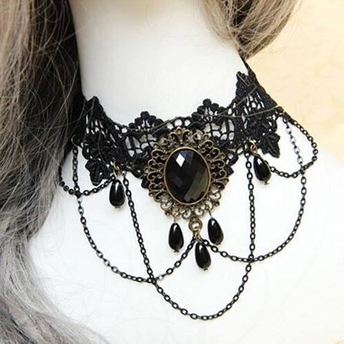 Gothic Hollow Black Lace Pendant Choker Collar CHAIN Necklace Fashion Jewelry