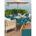 thumbnail image 5 of Outdoor Tablecloth with Umbrella Hole for Patio/Picnic/Party/Camping, Teal Green Moire Waves Waterproof Table Cloth Rectangle Table Cover Washable, Modern Abstract Art Geometric (54"x 80"), 5 of 8