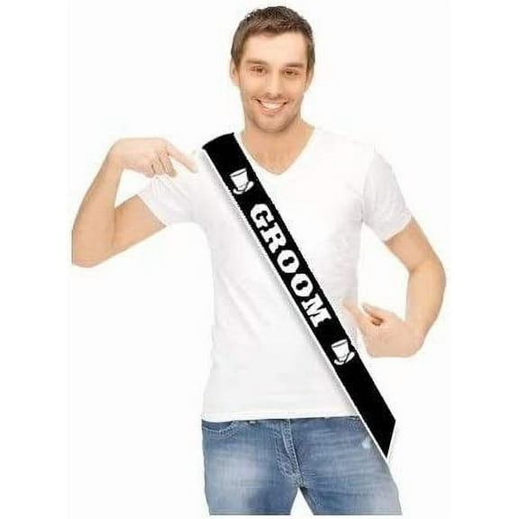 BroSash Premium White Polyester Satin Bachelor Party Sash