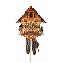 Cuckoo Clock Black Forest house with moving wanderer
