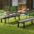 thumbnail image 2 of Costway Table Pliante Portable de 8 Pi avec Plateau en HDPE, Mécanisme de Verrouillage Sécuritaire, Poignée de Transport, Gris, 2 of 10