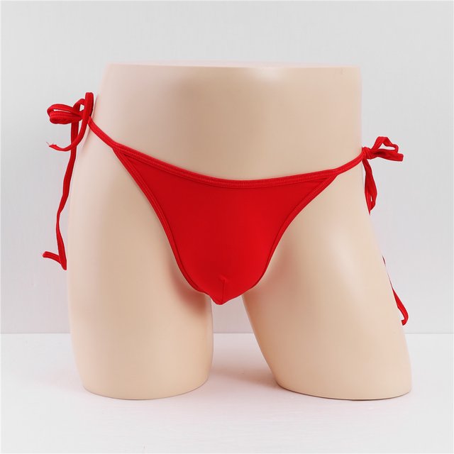 Tanga sexy sin costuras y transpirable con cordones para hombre de seda de hielo elástica