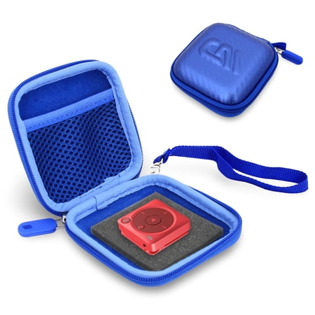 CASEMATIX Hard Shell Carry Case for Portable Music Player, Bluetooth MP3 Device Travel Case with Pocket, Blue