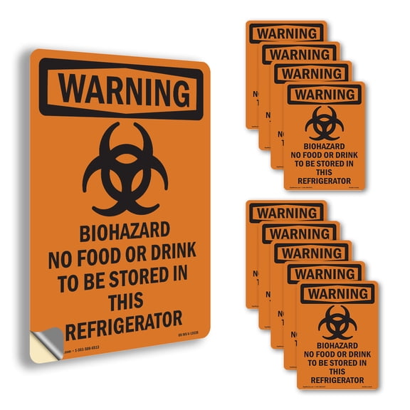 Biohazard With Symbol OSHA WARNING Vinyl Decal Label 5 Inch x 3.5 Inch - 10 Pack