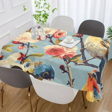 

ALAZA Summer Birds Peony Flower Rectangle Tablecloth Tablecover Dinning Table Cloth 60 x90