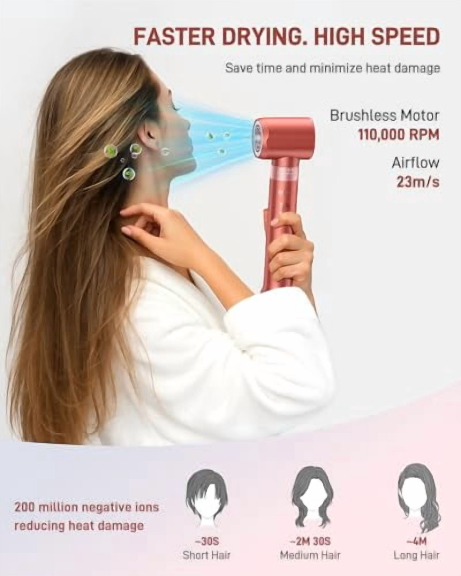 5 in 1 Hair Styler Hot Air Styler, High-Speed Hair Dryer Brush, Fast Drying No Heat Damage Ionic Blow Dryer Brush for Women Volumizing, Curling, Straighten, Frizz-Free Multi Stylers - Bronze