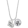 thumbnail image 1 of Delight Jewelry Silvertone Large ''Best Friend'' Heart Silvertone Script Initial Disc - R - Charm Necklace, 20"+3", 1 of 4