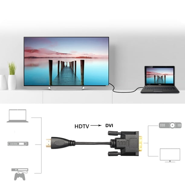 Compatible con HDMI a cable DVI -D Adaptador de pantalla de monitor de 24 + 1 clavijas Macho/Macho HD HDTV Oro Hugtrwg Nuevos Originales