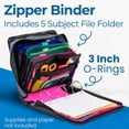 thumbnail image 4 of Case-it The Mighty Zip Tab Zipper Binder - 3 Inch O-Rings - 5 Color Tab Expanding File Folder - Multiple Pockets - 600 Sheet Capacity - Comes with Shoulder Strap - Magenta D-146 (6 Pack), 4 of 8