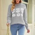 thumbnail image 2 of CEHVOM Mode Femme Décontractée Couleur Unie Tricoté Impression Saint-Valentin Chandail Manches Longues Col Rond Liquidation, 2 of 7