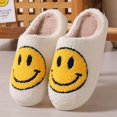 thumbnail image 1 of Mushroom-Zapatillas de algodón con cara sonriente para mujer, pantuflas cálidas de felpa arcoíris para interiores, corazón de melocotón, popular, Invierno, 1 of 5
