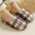 thumbnail image 2 of qkdmdw Purple Women'S Slippers Closed-Toe Slippers Plaid Plush Lined Warm Cozy Comfortable Anti-Skid Indoor House Shoes For Fall Winter, 2 of 9
