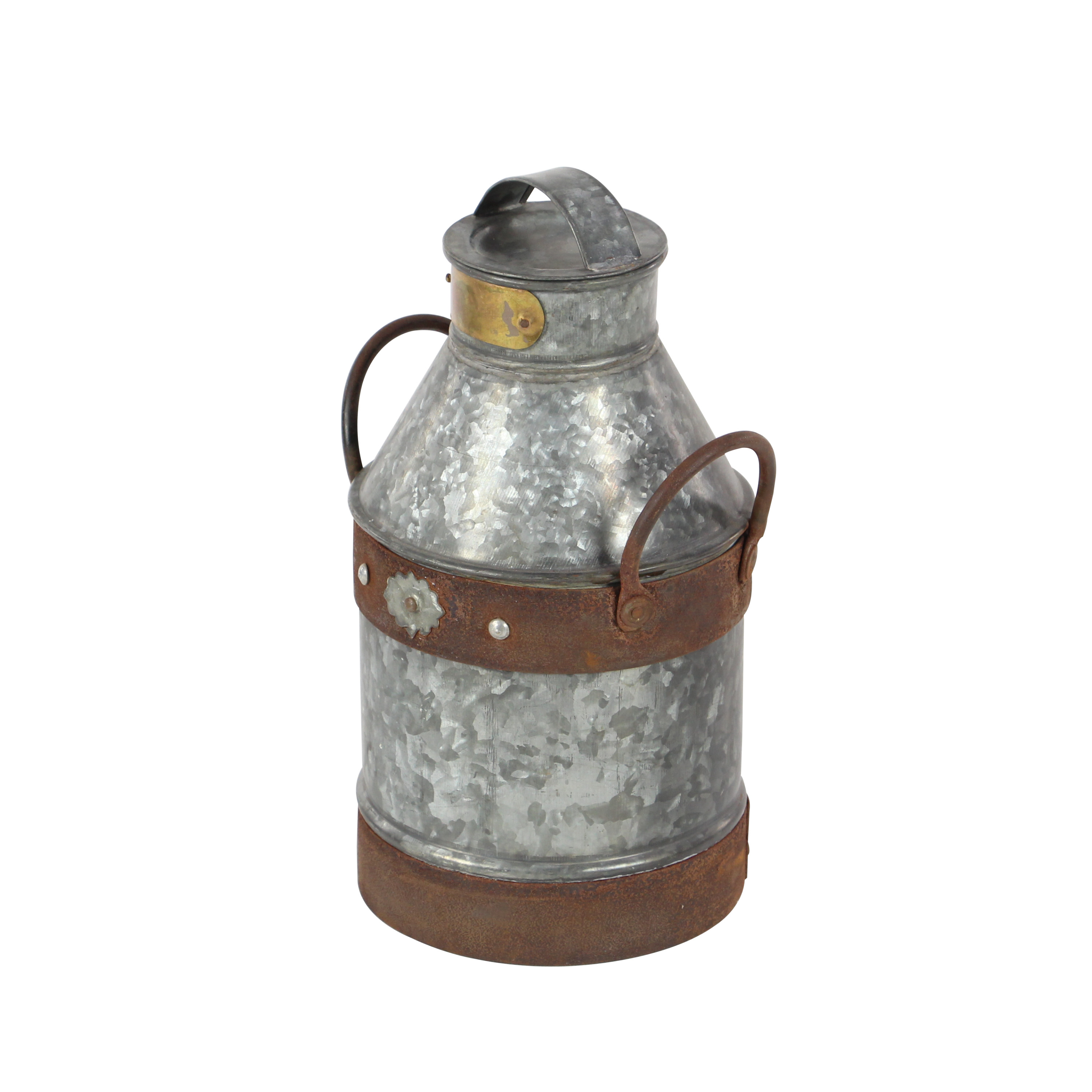 DecMode 13"H, 7"W Metal Farmhouse Decorative Jar, Grey, 1 - Piece