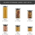 thumbnail image 2 of Kitchen Canister Set. 6 Glass Jars with Lids (Stainless Steel) Lids. Airtight Food Storage Containers for Pantry or Counter. Versatile Pantry Organization, Sugar Container or Cereal Canisters, 2 of 7