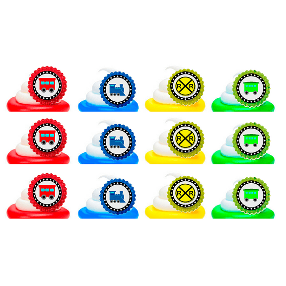 Choo Choo Train Easy Toppers Cupcake Decoration Rings -24pk