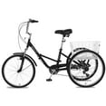 thumbnail image 7 of Lilypelle Folding Tricycle, 24" Three Wheel Bicycle for Adult, 7 Speed Adult Tricycle,Trike Cruiser With Big Basket for Exercise Shopping Picnic Outdoor Activitiess,Black, 7 of 7