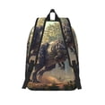 thumbnail image 2 of Lsque Jungle Dinosaur Pattern Canvas Daypack, Durable Backpack, High-quality Versatile Backpack,Vintage Compact Backpack-Medium, 2 of 6