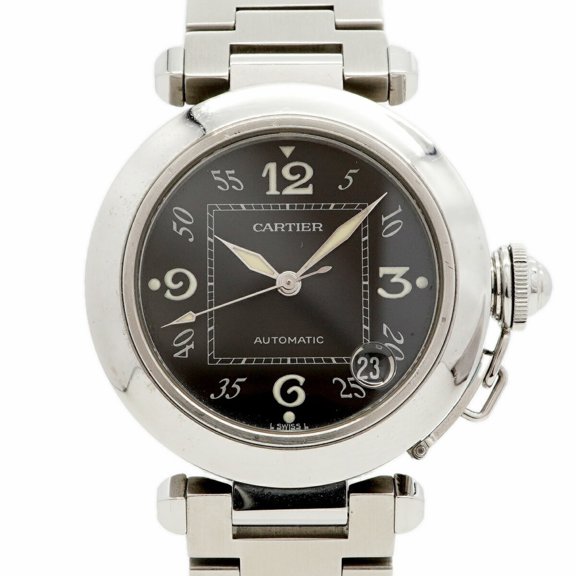 Pre-Owned Cartier Pasha C W31043M7 Black Dial Men's Watch