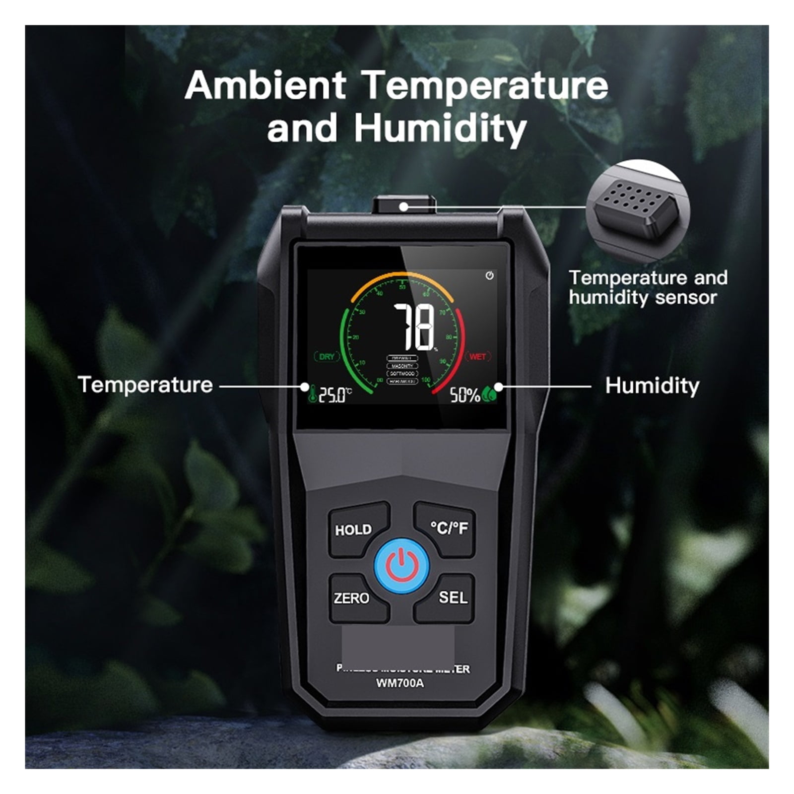 Inductive Timber Moisture Meter Drywall Masonry Softwood Hardwood Water Content Detect Non-contact Wood Moisture Detector ,Wide Applications