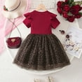 thumbnail image 5 of JUoaLXG Baby Girls Casual Dresses Summer Short Sleeve Leopard Print Ribbed Bowknot Princess Dress Holiday Wear,Red,18-24 Months, 5 of 5