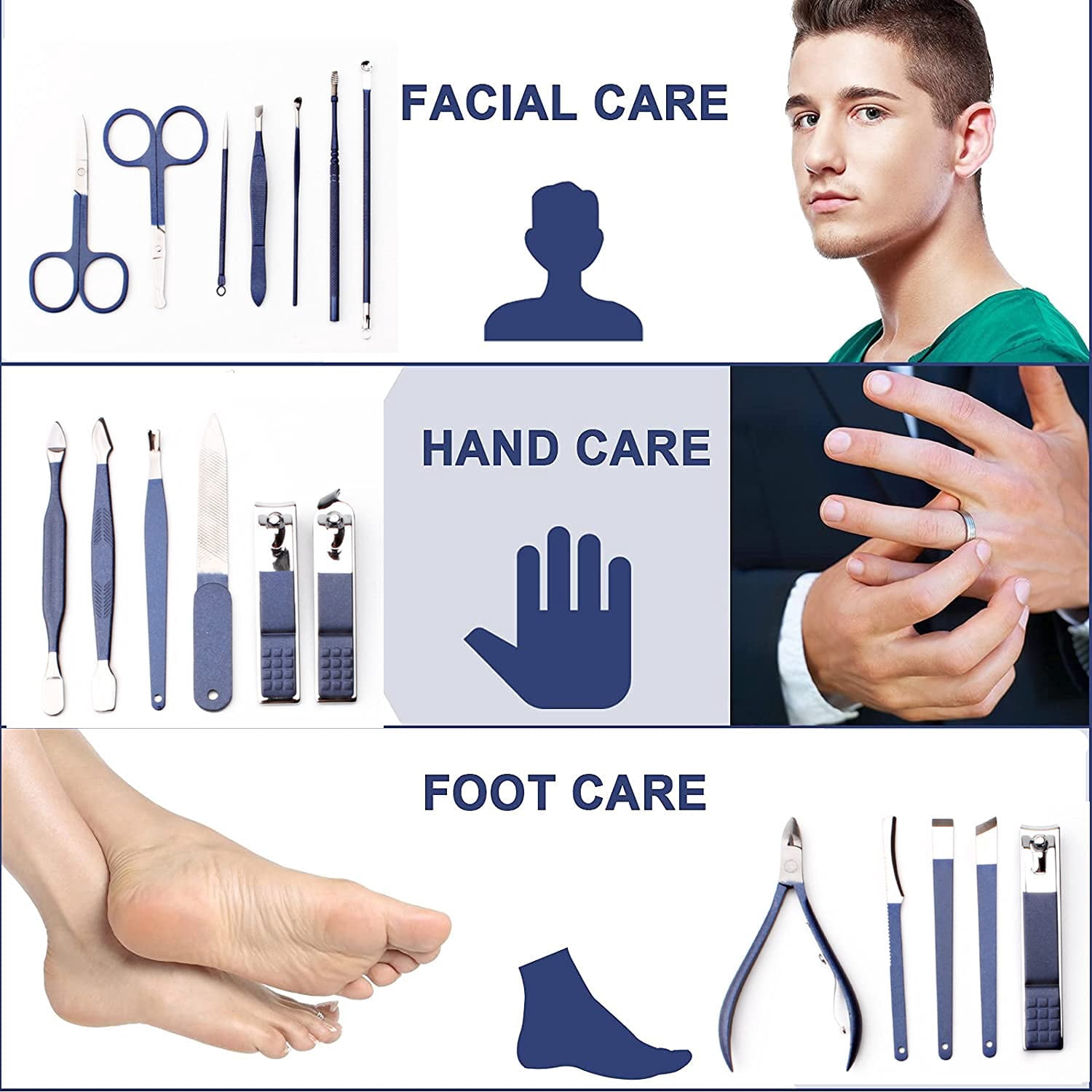 Manicure Set, 18 In 1 Mens Women fingernail Grooming Kit with Leather Travel Case,Manicure Set Professional Nail Clippers kit Pedicure Care Tools